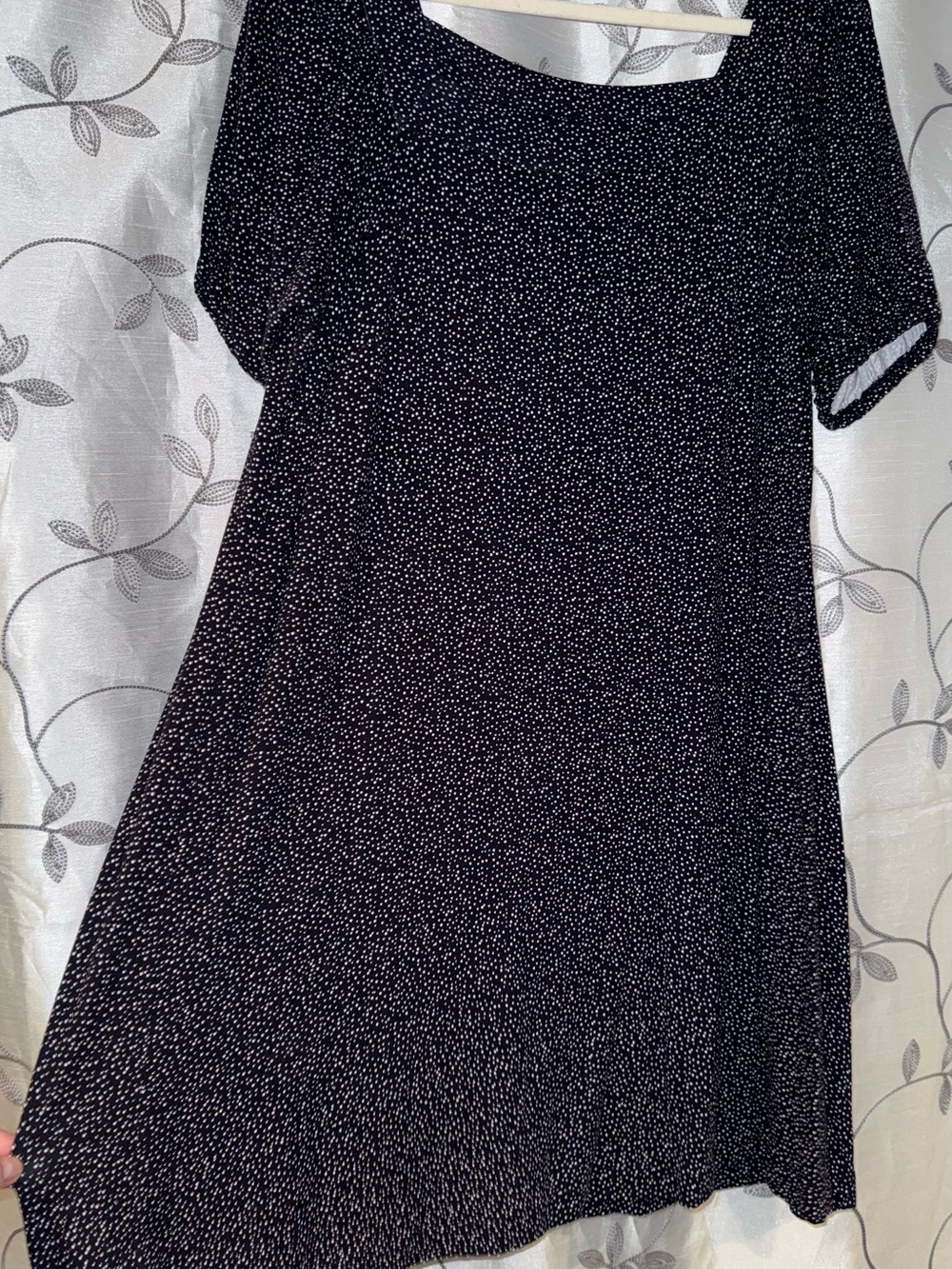 LOFT Navy Microdot Midi Dress